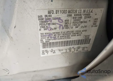 2003 Ford Escape Xls из США, поврежденный, VIN 1FMYU02133KA71906